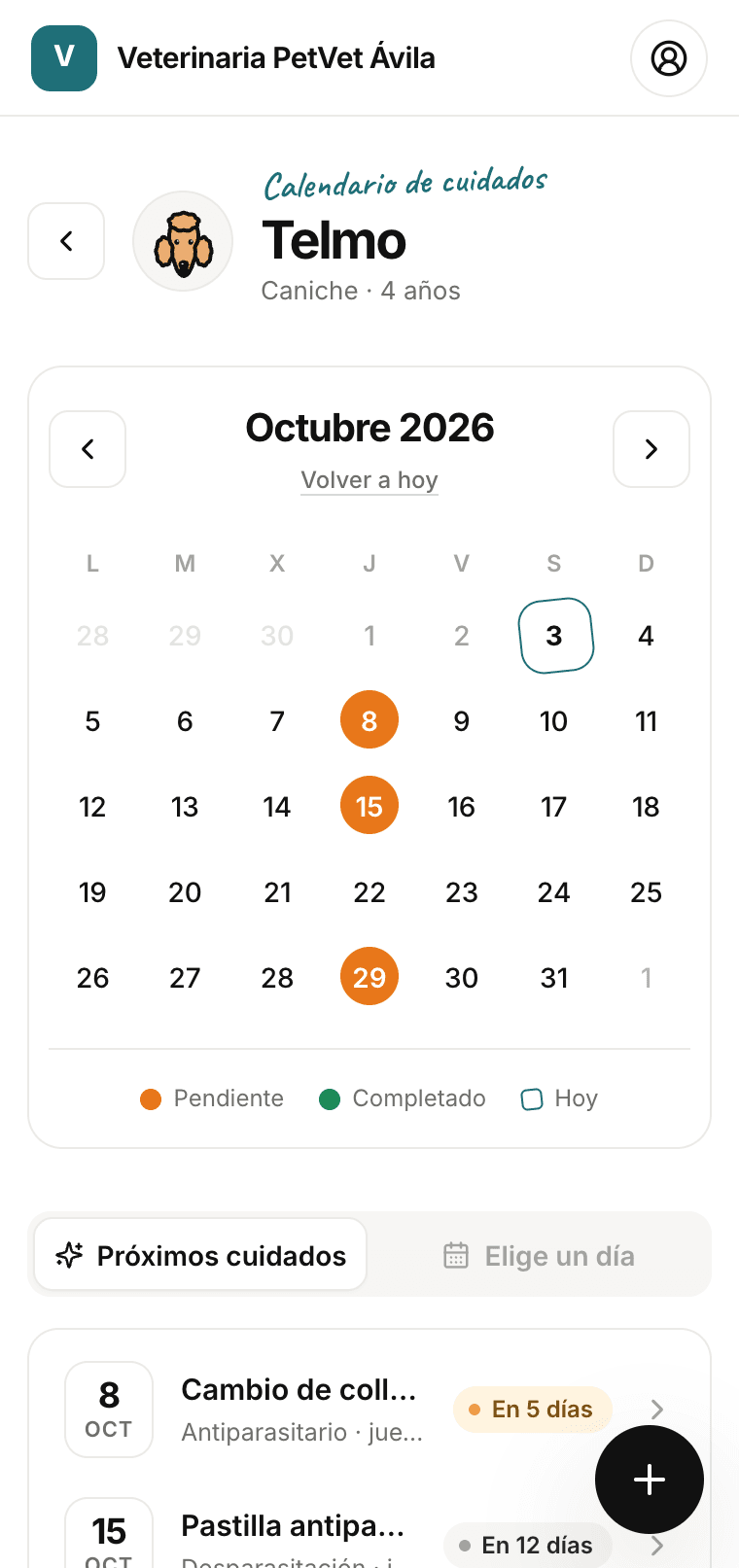 Calendario de vacunas y cuidados de un perro en el móvil